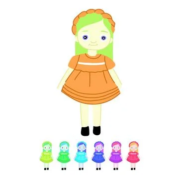 Fun doll toy vector cartoon graphic Illustrazione stock