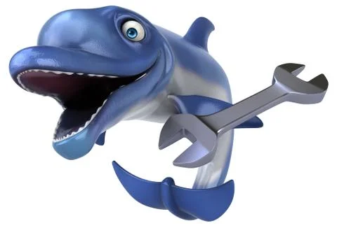 Fun dolphin - 3D Illustration Stock Illustration