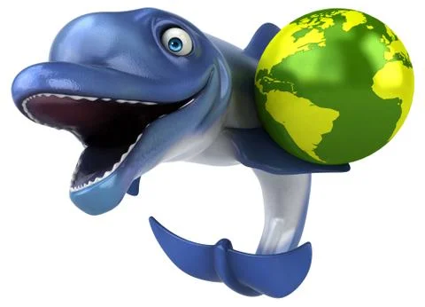 Fun dolphin - 3D Illustration Stock Illustration