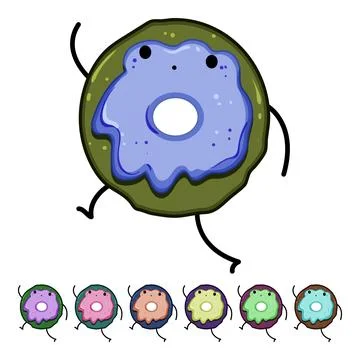 Fun donut character cartoon vector graphic Stock Illustration