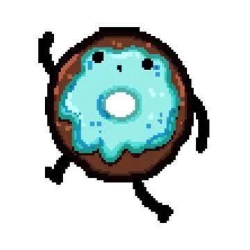 Fun donut character pixel art vector illustration Stock Illustration
