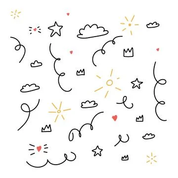 Fun doodle good weather, sun clouds love Stock Illustration
