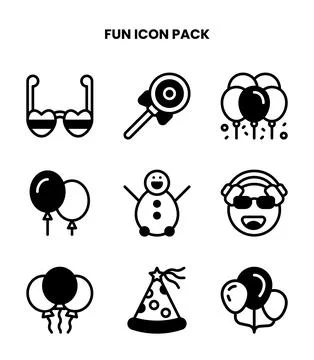Fun DuoTone Graphics Icons Pack Stock Illustration