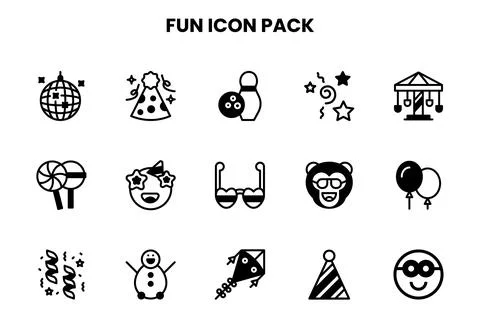 Fun DuoTone Graphics Icons Pack Stock Illustration