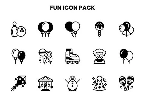 Fun DuoTone UI Icons Pack Stock Illustration