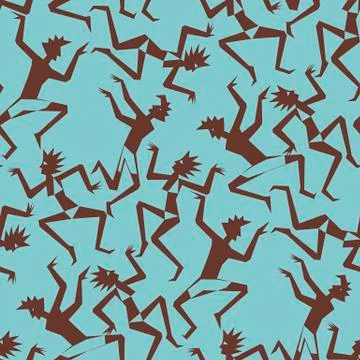 Fun dynamic dancing people seamless pattern Stock Illustration