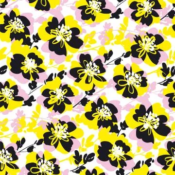 Fun dynamic modern abstract blossom flowers Stock Illustration