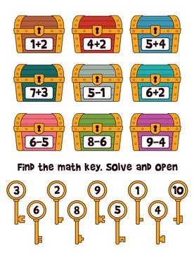 Fun educational game for kids to practice addition and subtraction Stock Illustration