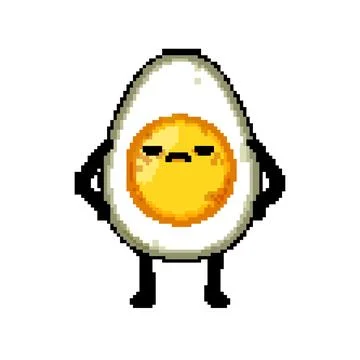 Fun egg character pixel art vector illustration Stock Illustration