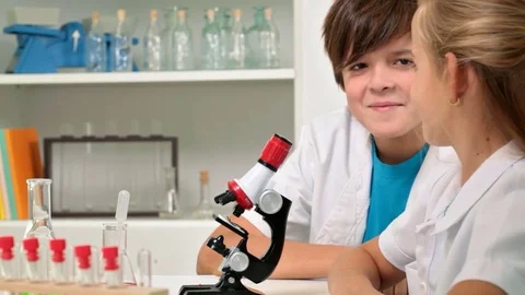 Fun at the elementary school sciences class Stock Footage 72267047