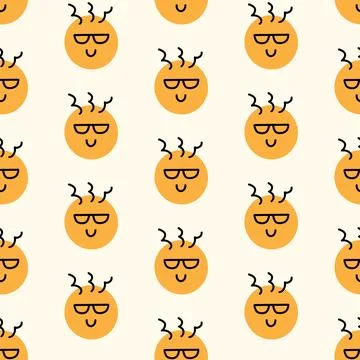 Fun Emoji Icons Seamless Pattern, Emoticon Faces Illustrazione stock