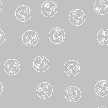 Fun emoji line seamless pattern Stock Illustration