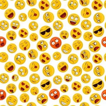 Fun emoticon seamless pattern yellow smiley face Illustrazione stock