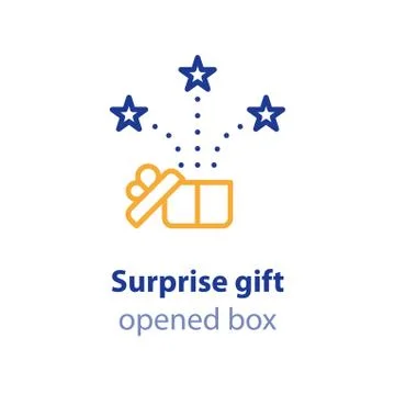 Fun experience, celebration event, receive gift box, open present Stock Illustration