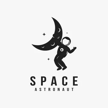 Fun explorer space astronaut mascot logo icon vector template Stock Illustration