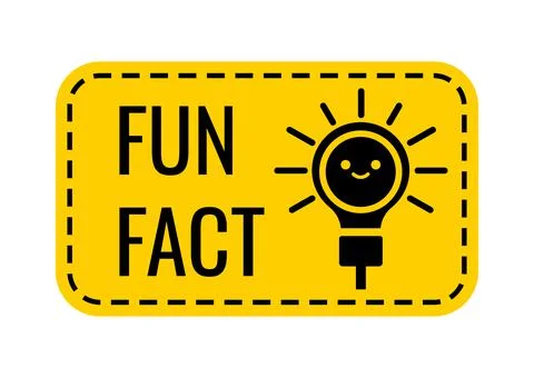 Fun fact text and cute black smiling light bulb vector icon. Stock Illustration