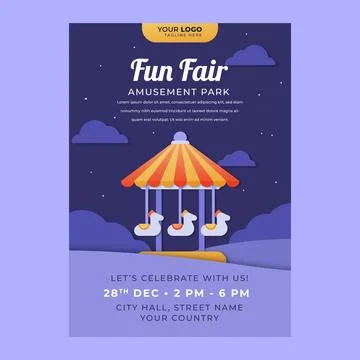 Fun fair event vertical poster template Ilustração Stock
