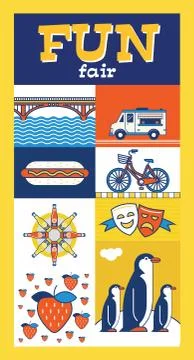 Fun Fair Poster flat design Illustrazione stock