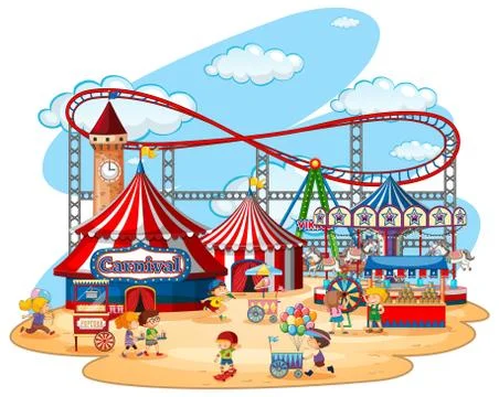 Fun fair theme park on isolated background イラスト素材