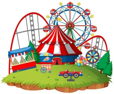 Fun fair theme park on isolated background Stock Illustration