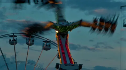 Fun fair time lapse 05 high rides 2 Stock Footage 5091300