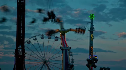 Fun fair time lapse 05 high rides Stock Footage 5091315