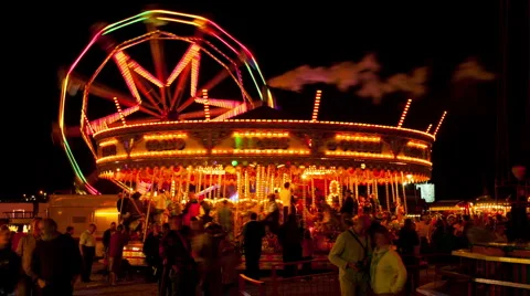 Fun fair time lapse 17 big wheel Stock Footage 5091045
