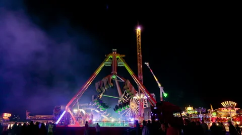 Fun fair time lapse 21 night ride Stock Footage 5090954