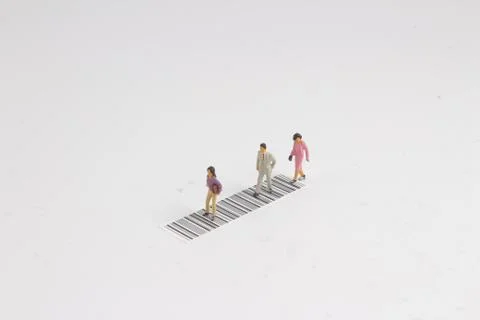 Fun of figure cross the bar code Stock Photos