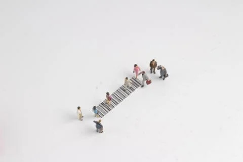 Fun of figure cross the bar code Foto stock