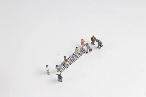 Fun of figure cross the bar code Stock-Fotos