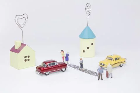 A fun figure cross the bar code Foto stock