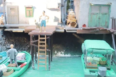 The fun figure model of Old Hong Kong Stock Photos