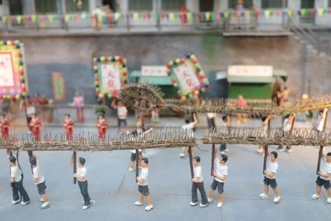 The fun figure model of Old Hong Kong Stock Photos