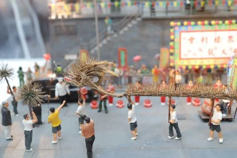 The fun figure model of Old Hong Kong Stock Photos