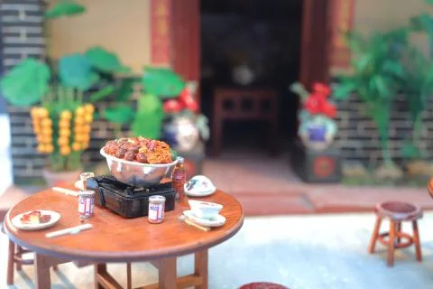 The fun figure model of Old Hong Kong Stock Photos