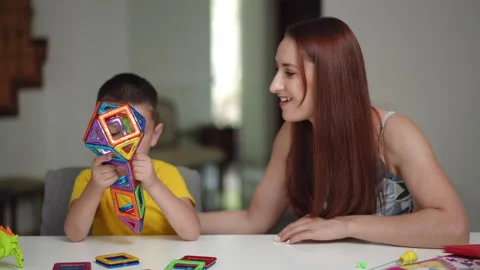 Fun Filled Playtime with Child and Parent through Creative Activities Together Stock Footage 305268361