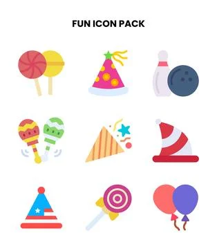Fun Flat Collection Icons Pack Illustrazione stock