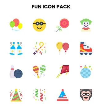 Fun Flat Graphics Icons Pack Stock Illustration