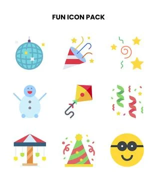 Fun Flat Icons Pack Stock Illustration