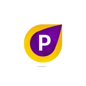 Fun flat P letter logo sign. Abstract shape element icon vector design Stock Illustration
