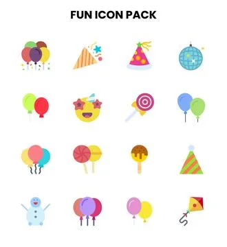 Fun Flat Vector Icons Pack Illustrazione stock