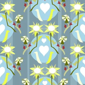 Fun Floral Blue Stock Illustration