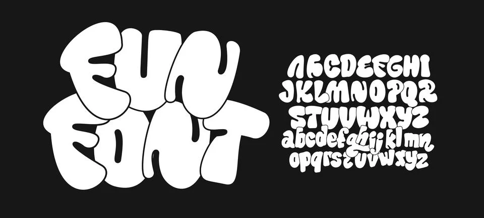 Fun Font, Bold Comic Typeface, Cartoon Style Letters for Youth Typographic Stock Illustration
