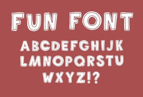 Fun font. Hand Drawn Vector Typeface. Hand Made handwritten Alphabet. Decorat Stock Illustration