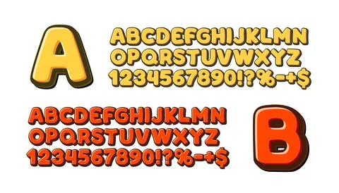 Fun font set collection, letters and numbers symbol. Vector illustration Stock Illustration