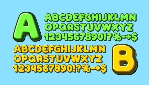 Fun font set collection, letters and numbers symbol. Vector illustration Stock Illustration