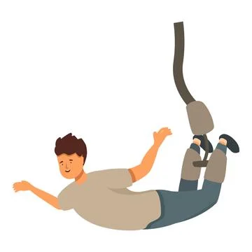Fun free fall icon cartoon vector. Bungee jumping Illustrazione stock