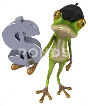 Fun French Frog - 3D Illustration