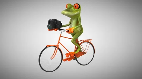 Fun frog on a bicycle - Digital animatio... | Stock Video | Pond5